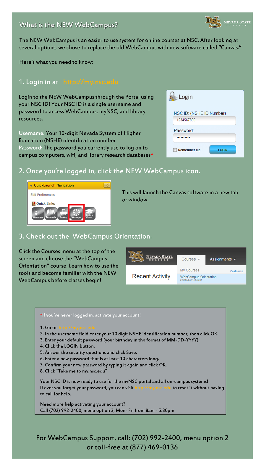 NEW WebCampus http://my.nsc.edu